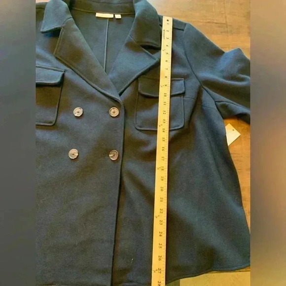 Woman’s Navy Croft & Barrow Plus Double Breasted Button Long Sleeve Pea Coat - Picture 9 of 10